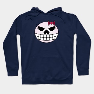 Girlie Grinning Skull with Ribbon Hoodie